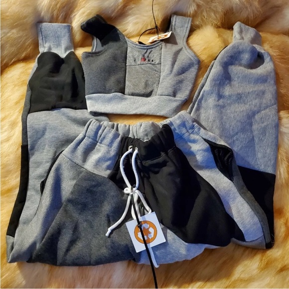 Handmade Scarlett Orange Air Jordan Nike Upcycled Joggers matching set t… - Picture 2 of 16